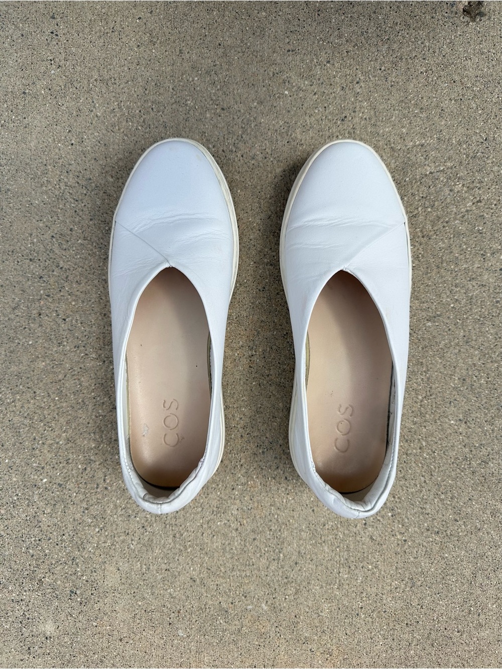 COS White Leather Platform Slip-On Flats Sneakers Loafers Women’s EU 37 US 6.5